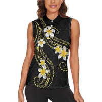 Polynesia Tattoo With Plumeria Women Sleeveless Polo Shirt Elegant Vibes LT14 - Polynesian Pride