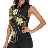 Polynesia Tattoo With Plumeria Women Sleeveless Polo Shirt Elegant Vibes LT14 - Polynesian Pride