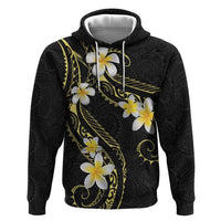 Polynesia Tattoo With Plumeria Zip Hoodie Elegant Vibes LT14 Pullover Hoodie Black - Polynesian Pride