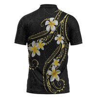 Polynesia Tattoo With Plumeria Zipper Polo Shirt Elegant Vibes LT14 - Polynesian Pride