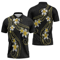 Polynesia Tattoo With Plumeria Zipper Polo Shirt Elegant Vibes LT14 - Polynesian Pride