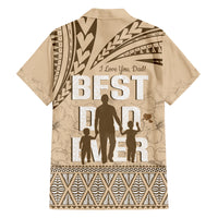 Tonga Father's Day Family Matching Puletasi and Hawaiian Shirt Best Dad Ever Tongan Ngatu Pattern - Beige