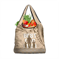 Tonga Father's Day Grocery Bag Best Dad Ever Tongan Ngatu Pattern - Beige LT14 1-pack One Size Beige - Polynesian Pride