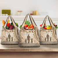 Tonga Father's Day Grocery Bag Best Dad Ever Tongan Ngatu Pattern - Beige LT14 3-pack One Size Beige - Polynesian Pride