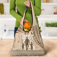 Tonga Father's Day Grocery Bag Best Dad Ever Tongan Ngatu Pattern - Beige LT14 - Polynesian Pride