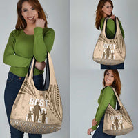 Tonga Father's Day Grocery Bag Best Dad Ever Tongan Ngatu Pattern - Beige LT14 - Polynesian Pride