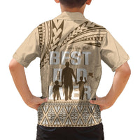 Tonga Father's Day Hawaiian Shirt Best Dad Ever Tongan Ngatu Pattern - Beige LT14 - Polynesian Pride