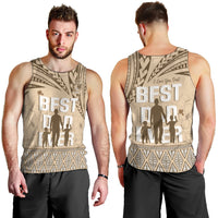 Tonga Father's Day Men Tank Top Best Dad Ever Tongan Ngatu Pattern - Beige