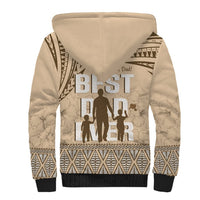 Tonga Father's Day Sherpa Hoodie Best Dad Ever Tongan Ngatu Pattern - Beige LT14 - Polynesian Pride