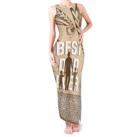 Tonga Father's Day Tank Maxi Dress Best Dad Ever Tongan Ngatu Pattern - Beige LT14 Women Beige - Polynesian Pride