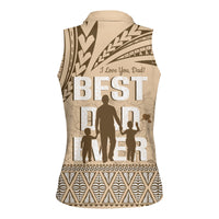 Tonga Father's Day Women Sleeveless Polo Shirt Best Dad Ever Tongan Ngatu Pattern - Beige