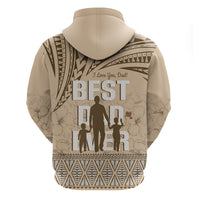 Tonga Father's Day Zip Hoodie Best Dad Ever Tongan Ngatu Pattern - Beige