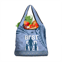 Tonga Father's Day Grocery Bag Best Dad Ever Tongan Ngatu Pattern - Blue LT14 1-pack One Size Blue - Polynesian Pride