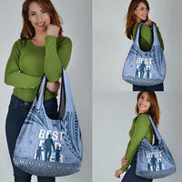 Tonga Father's Day Grocery Bag Best Dad Ever Tongan Ngatu Pattern - Blue LT14 - Polynesian Pride