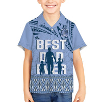 Tonga Father's Day Hawaiian Shirt Best Dad Ever Tongan Ngatu Pattern - Blue LT14 - Polynesian Pride