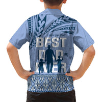 Tonga Father's Day Hawaiian Shirt Best Dad Ever Tongan Ngatu Pattern - Blue LT14 - Polynesian Pride