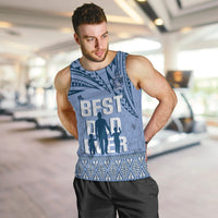Tonga Father's Day Men Tank Top Best Dad Ever Tongan Ngatu Pattern - Blue LT14 Blue - Polynesian Pride
