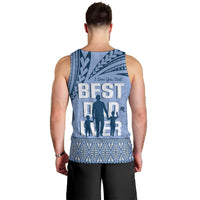Tonga Father's Day Men Tank Top Best Dad Ever Tongan Ngatu Pattern - Blue LT14 - Polynesian Pride