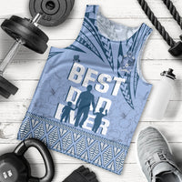 Tonga Father's Day Men Tank Top Best Dad Ever Tongan Ngatu Pattern - Blue LT14 - Polynesian Pride