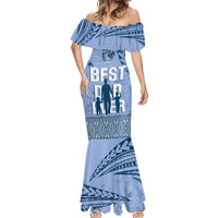 Tonga Father's Day Mermaid Dress Best Dad Ever Tongan Ngatu Pattern - Blue LT14 - Polynesian Pride