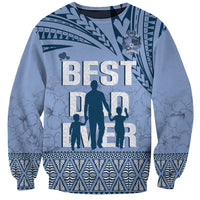 Tonga Father's Day Sweatshirt Best Dad Ever Tongan Ngatu Pattern - Blue