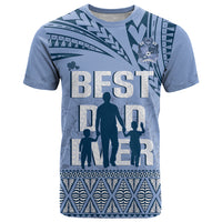 Tonga Father's Day T Shirt Best Dad Ever Tongan Ngatu Pattern - Blue