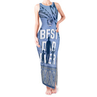 Tonga Father's Day Tank Maxi Dress Best Dad Ever Tongan Ngatu Pattern - Blue LT14 Women Blue - Polynesian Pride