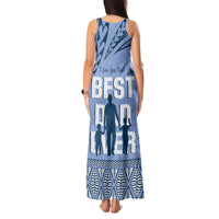 Tonga Father's Day Tank Maxi Dress Best Dad Ever Tongan Ngatu Pattern - Blue LT14 - Polynesian Pride