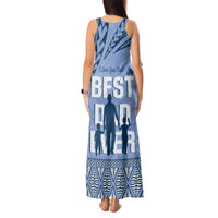 Tonga Father's Day Tank Maxi Dress Best Dad Ever Tongan Ngatu Pattern - Blue LT14 - Polynesian Pride