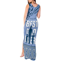 Tonga Father's Day Tank Maxi Dress Best Dad Ever Tongan Ngatu Pattern - Blue LT14 - Polynesian Pride