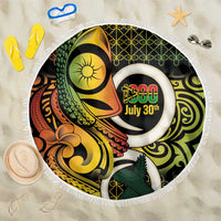 Vanuatu 1980 Beach Blanket Ni-Van Tamtam Sand Drawing Pattern LT14 One Size 150cm Black - Polynesian Pride