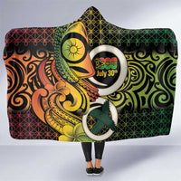 Vanuatu 1980 Hooded Blanket Ni-Van Tamtam Sand Drawing Pattern LT14 One Size Black - Polynesian Pride
