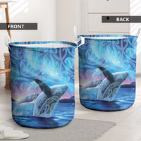 New Zealand Matariki Humpback Whale Laundry Basket Paikea Maori New Year Blue Galaxy LT14 - Polynesian Pride