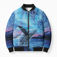 New Zealand Matariki Humpback Whale Bomber Puffer Jacket Paikea Maori New Year Blue Galaxy LT14 Unisex Blue - Polynesian Pride
