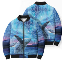 New Zealand Matariki Humpback Whale Bomber Puffer Jacket Paikea Maori New Year Blue Galaxy LT14 - Polynesian Pride