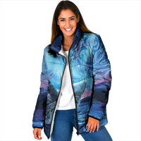 New Zealand Matariki Humpback Whale Padded Jacket Paikea Maori New Year Blue Galaxy LT14 Women Blue - Polynesian Pride