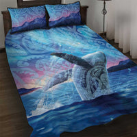 New Zealand Matariki Humpback Whale Quilt Bed Set Paikea Maori New Year Blue Galaxy LT14 Blue - Polynesian Pride