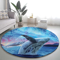 New Zealand Matariki Humpback Whale Round Carpet Paikea Maori New Year Blue Galaxy LT14 - Polynesian Pride