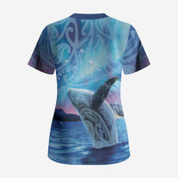 New Zealand Matariki Humpback Whale Scrub Top Paikea Maori New Year Blue Galaxy LT14 - Polynesian Pride