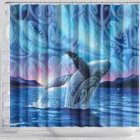 New Zealand Matariki Humpback Whale Shower Curtain Paikea Maori New Year Blue Galaxy LT14 - Polynesian Pride