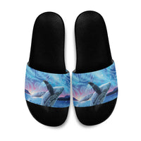 New Zealand Matariki Humpback Whale Slide Sandals Paikea Maori New Year Blue Galaxy LT14 Blue - Polynesian Pride