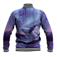 New Zealand Matariki Humpback Whale Baseball Jacket Paikea Maori New Year Purple Galaxy LT14 - Polynesian Pride