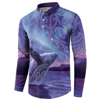 New Zealand Matariki Humpback Whale Button Sweatshirt Paikea Maori New Year Purple Galaxy LT14 - Polynesian Pride