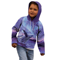 New Zealand Matariki Humpback Whale Kid Hoodie Paikea Maori New Year Purple Galaxy