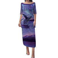 New Zealand Matariki Humpback Whale Puletasi Paikea Maori New Year Purple Galaxy LT14 Long Dress Purple - Polynesian Pride