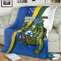 Solomon Islands Independence Day Blanket Happy 7 July Crocodile Flag Style