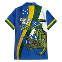 Solomon Islands Independence Day Family Matching Short Sleeve Bodycon Dress and Hawaiian Shirt Happy 7 July Crocodile Flag Style