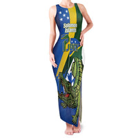 Solomon Islands Independence Day Family Matching Tank Maxi Dress and Hawaiian Shirt Happy 7 July Crocodile Flag Style