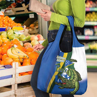 Solomon Islands Independence Day Grocery Bag Happy 7 July Crocodile Flag Style
