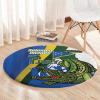 Solomon Islands Independence Day Round Carpet Happy 7 July Crocodile Flag Style